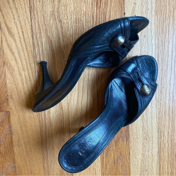 FENDI vintage 90’s black leather heels size 38 - Picture 2 of 5